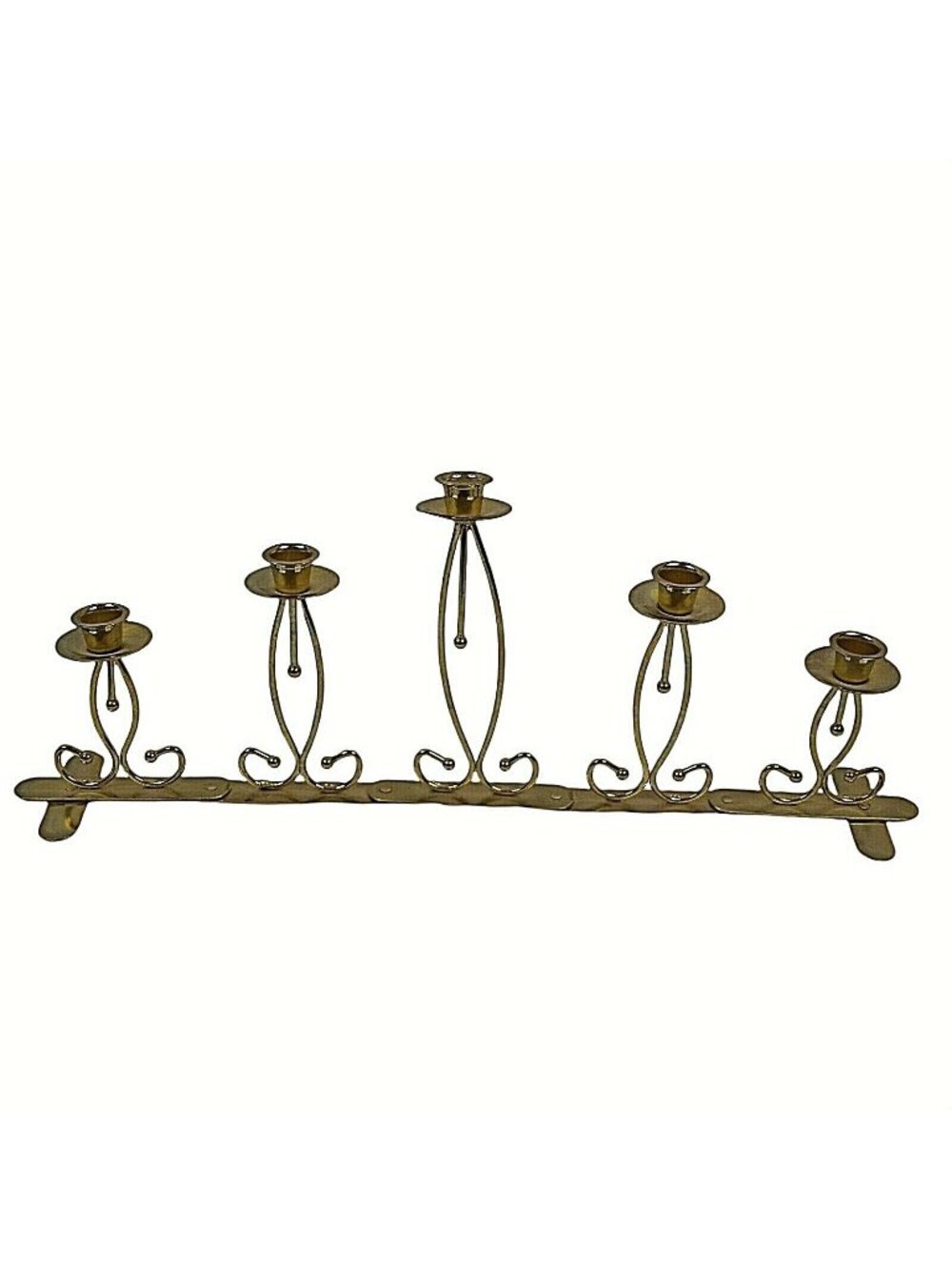 Vintage Brass Adjustable Five Candle Holder Candelabra Display 21"L x 9"H